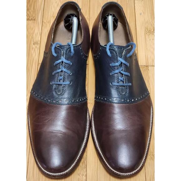 Cole Haan Williams Saddle II 4 Eyelet Oxford Blue Brown Shoes C21808 Men's 10.5 - Picture 4 of 11